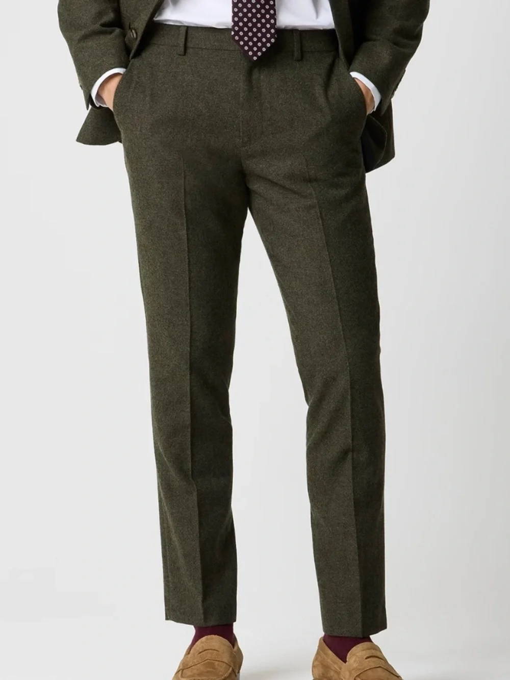 NEW J. Crew Slim-fit Thompson Suit Dress Pants Donegal Wool Forest Green‎ 29x32